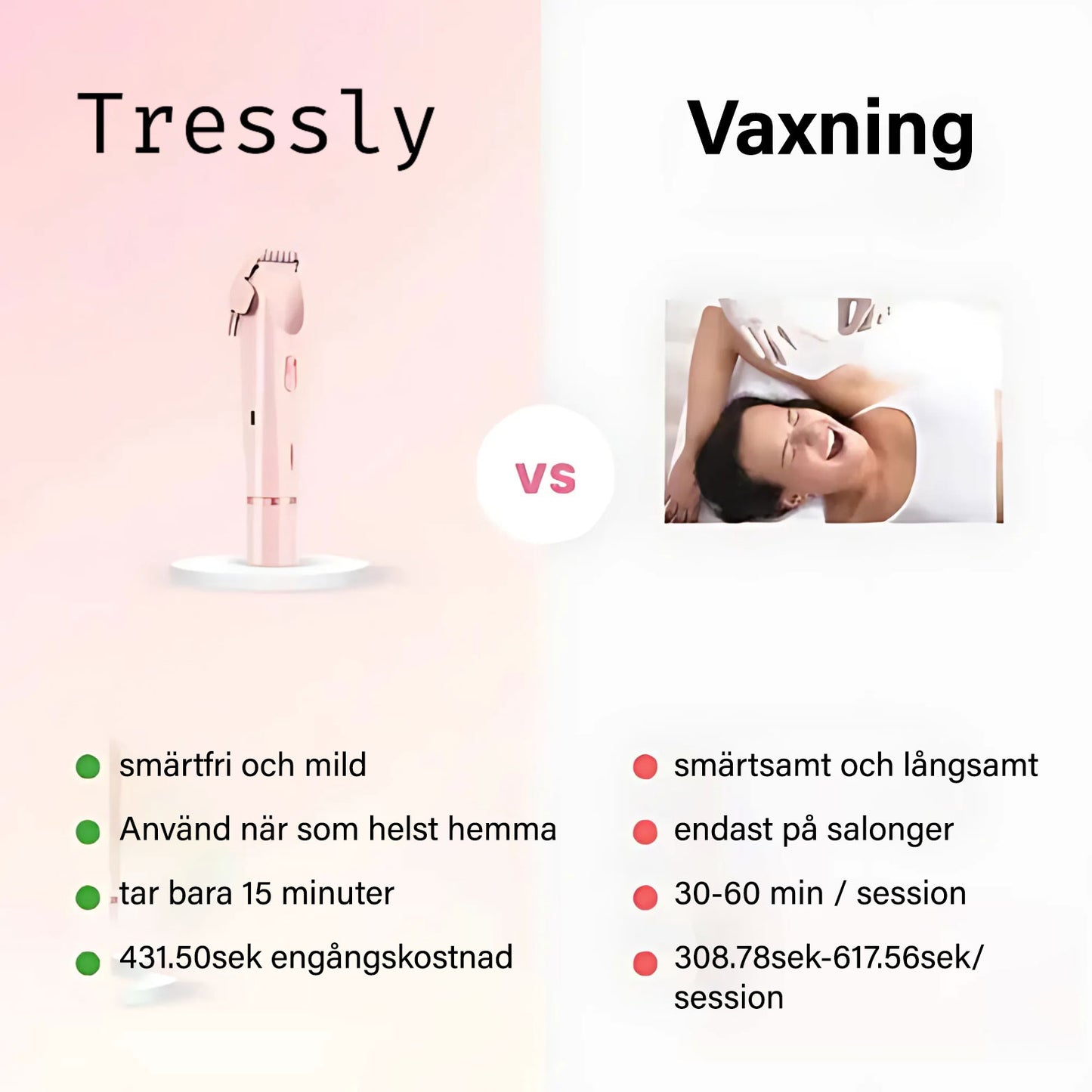 2-i-1 smärtfri bikinihårtrimmer